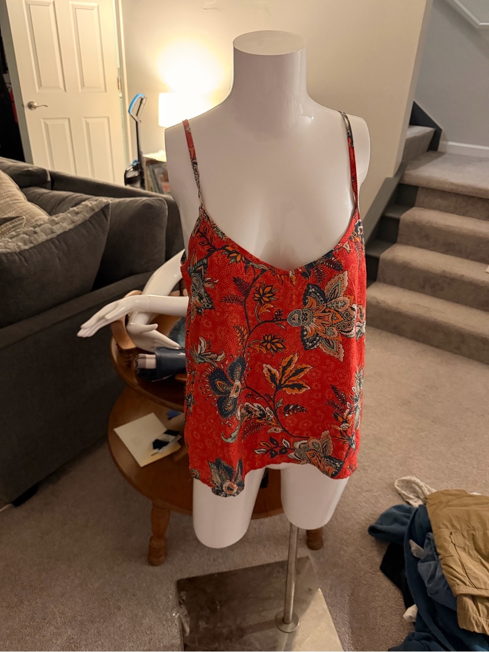 Hollister Red Floral Print Spaghetti Strap Cami
